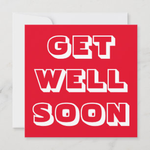 Carte Get Well Bientôt rouge blanc audacieux typographie