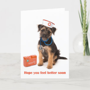 Carte Get well card of Dog with nurse outfit