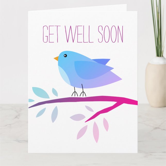 Carte Get Well Soon avec illustration d'oiseau mig (Devant)