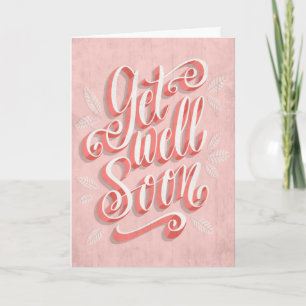 Carte Get Well Soon Coral Vintage Style Typography Card