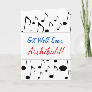 Carte "Get Well Soon" + Many Musical Notes Pattern
