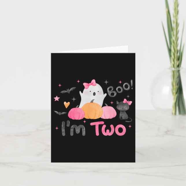 Carte Ghost Boo I'm Two 2 Year Old Halloween Kids 2nd Bi (Devant)