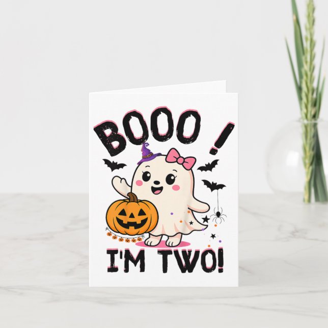 Carte Ghost Boo I'm Two Years 2nd Birthday Toddler Hallo (Devant)