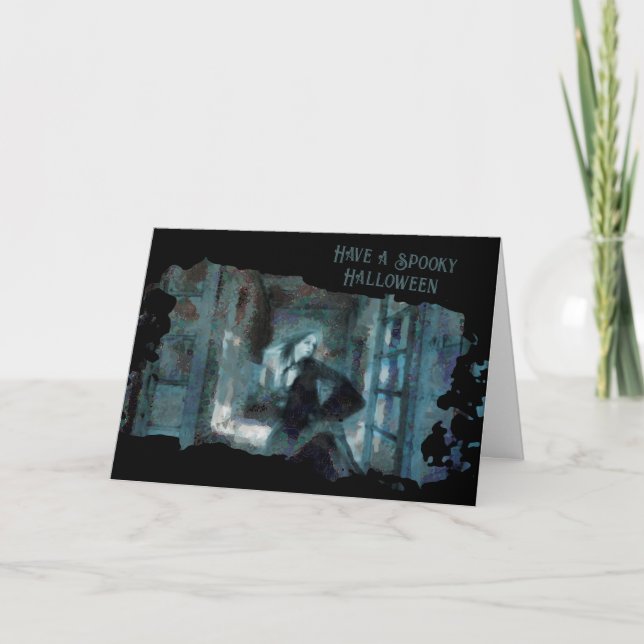 Carte Ghost Girl in Blue – Haunting Surreal Art (Devant)