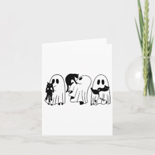Carte Ghost Holding Chat noir Funny Halloween Amoureux d