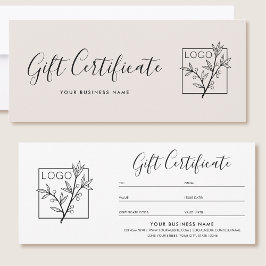 Carte Gift Certificate Logo Script Minimalist Off-White