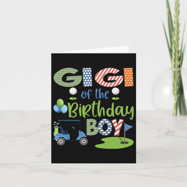 Carte Gigi du garçon d'anniversaire amateur de golf fami (Devant)
