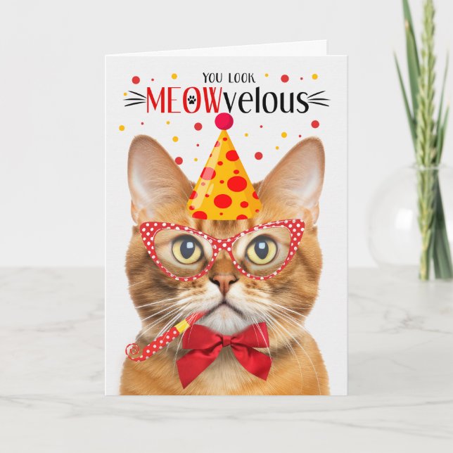 Carte Ginger Tabby Cat MEOWvelous Anniversaire (Devant)