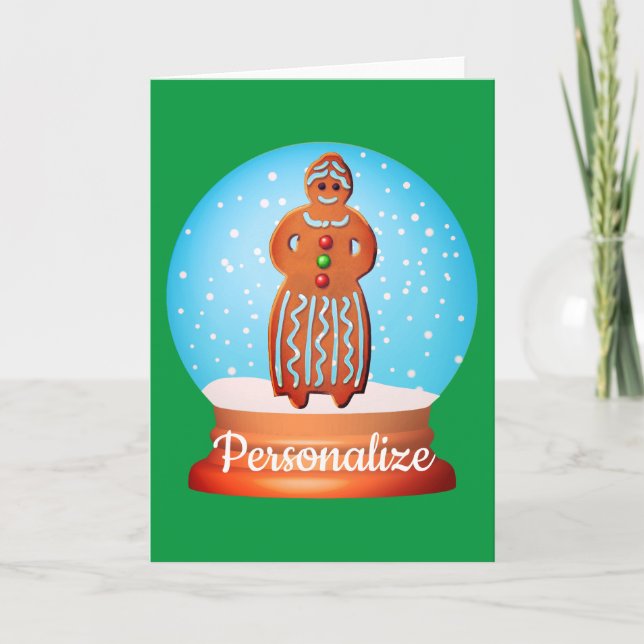 Carte Gingerpain femme biscuit neigeux globe (Devant)