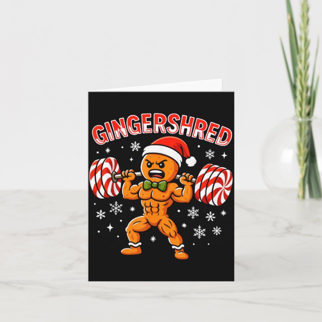 Carte Gingershred Funny Gingerbread Man Gym Bodybuilding (Devant)