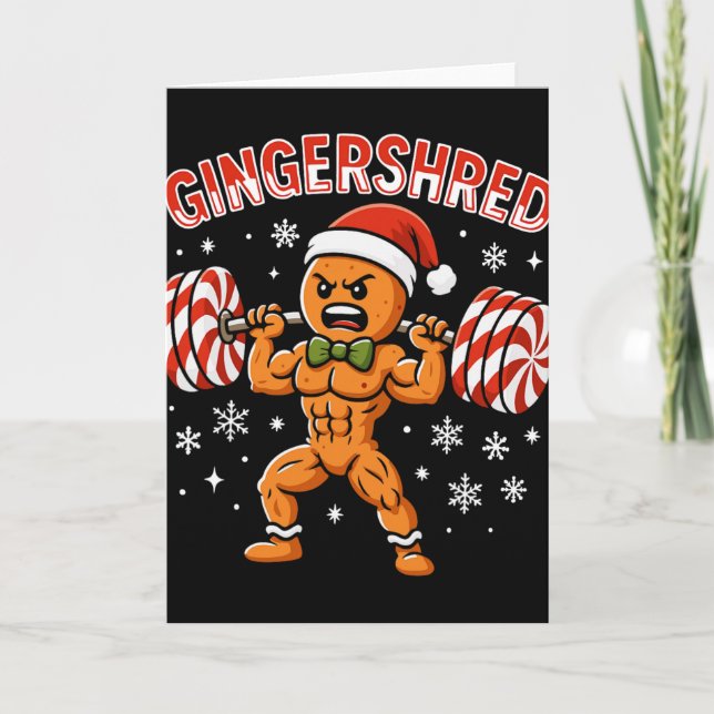 Carte Gingershred Funny Gingerbread Man Gym Bodybuilding (Devant)