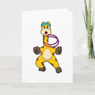 Carte Girafe à la salle de sport avec anneau de swing