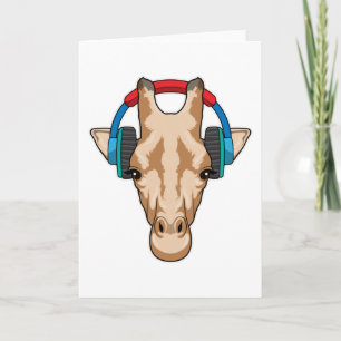 Carte Girafe at Music with Headphone