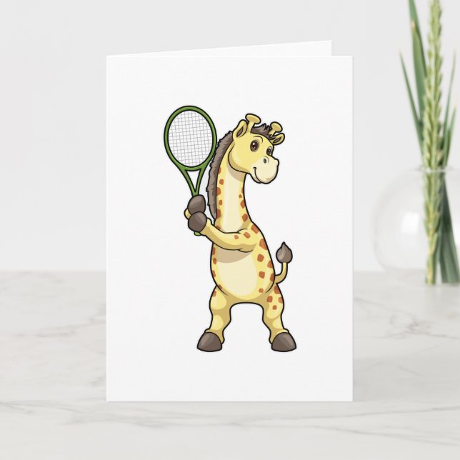 Carte Girafe au tennis avec une raquette de tennis (Devant)