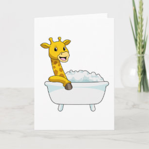 Carte Girafe avec baignoire avec mousse