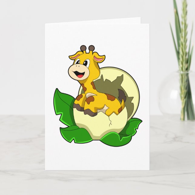 Carte Girafe avec feuille et œuf (Devant)