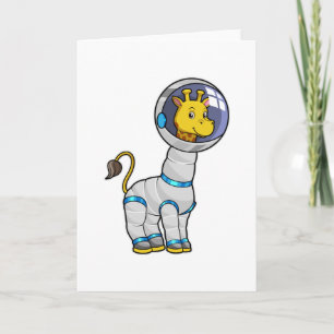 Carte Girafe en astronaute dans une sphère de verre