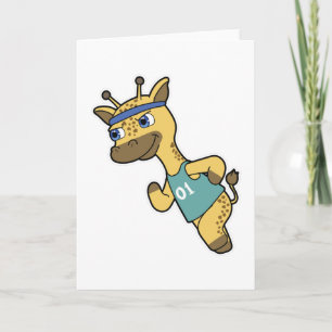 Carte Girafe en joggeur à la course avec bandeau