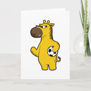 Carte Girafe en joueur de football avec ballon de footba