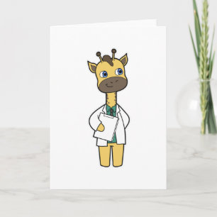 Carte Girafe en médecin avec bloc-notes
