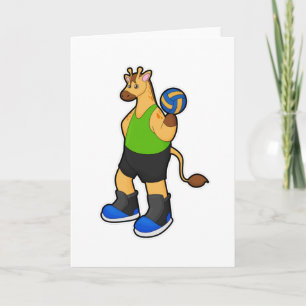 Carte Girafe en tant que joueur de volleyball avec volle