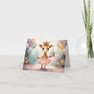 Carte Girafe personnalisée Tutu rose Anniversaire Joyeux