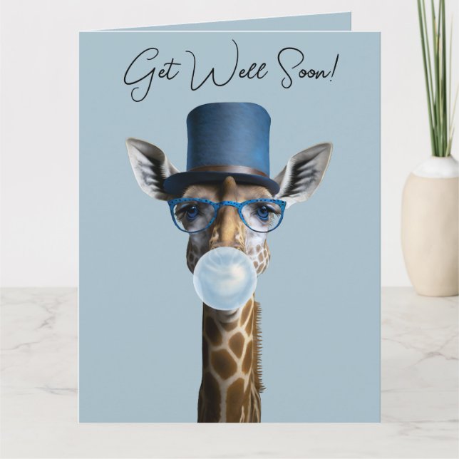 Carte Girafe portant des lunettes, chapeau supérieur, go (Devant)