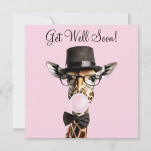 Carte Girafe portant des lunettes, chapeau supérieur, go