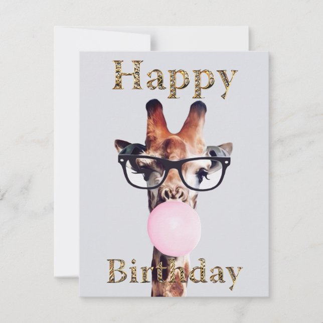 Carte Girafe Portant des lunettes Joyeux anniversaire (Devant)