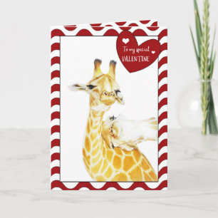 Carte Girafes de bonbon à Saint-Valentin