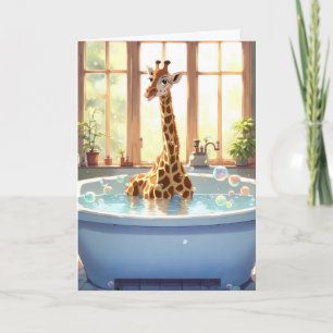 Carte Giraffe Anniversaire Dans Bain À Bulles