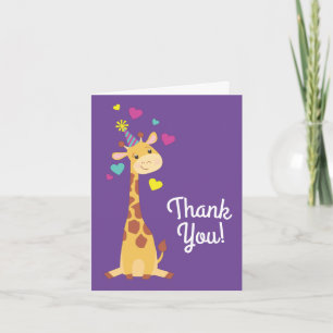 Carte Giraffe Anniversaire de enfant Party Cute Merci