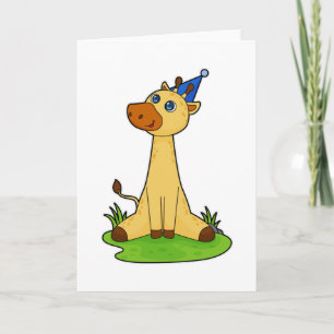 Carte Giraffe avec casquette de fête