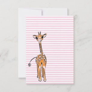 Carte Giraffe Bébé mignonne, animaux de safari, rayures 