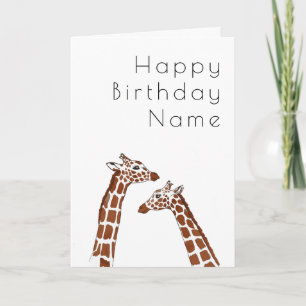 Carte Giraffe Blanc Art Déco Anniversaire
