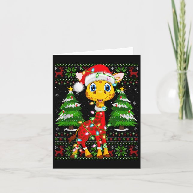 Carte Giraffe Christmas Lights Santa Costume Ugly Xmas S (Devant)