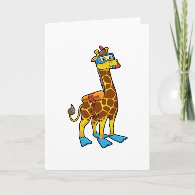Carte Giraffe comme plongeur avec lunettes de natation e (Devant)