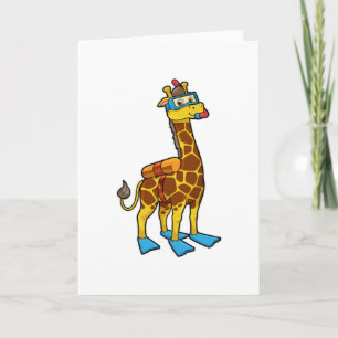 Carte Giraffe comme plongeur avec lunettes de natation e