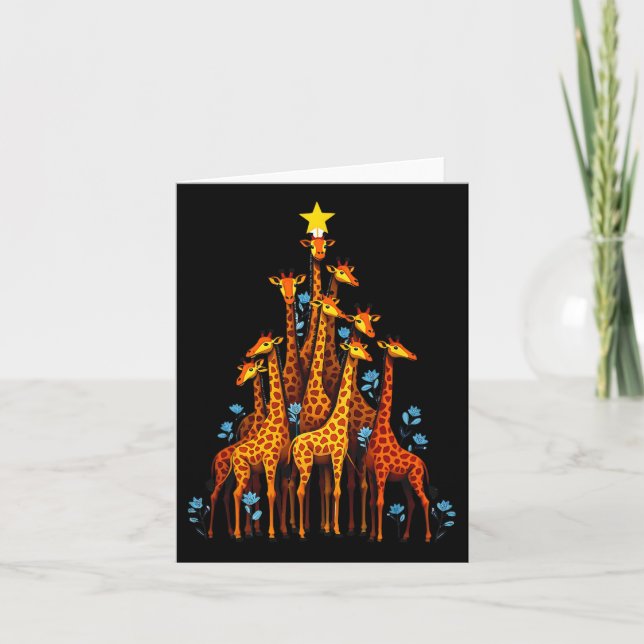 Carte Giraffe Cute Dans L'Arbre De Noël Giraffe Florale  (Devant)