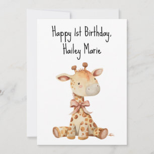 Carte Giraffe de jouets en peluche personnalisée pour le