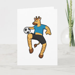 Carte Giraffe en joueur de football avec balle de footba