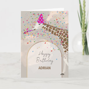 Carte Giraffe Fête Safari Animaux Anniversaire