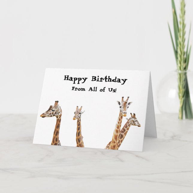 Carte Giraffe Fun Photo - De nous tous! Anniversaire (Devant)