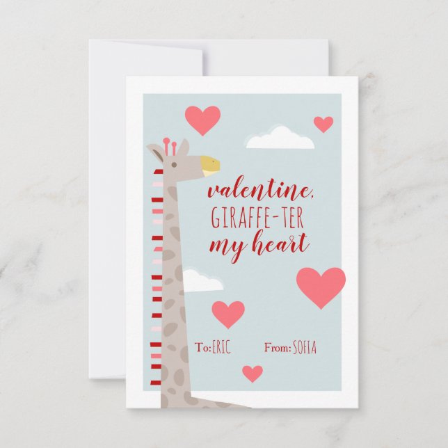 Carte Giraffe Heart Kids School Salle de classe Valentin (Devant)