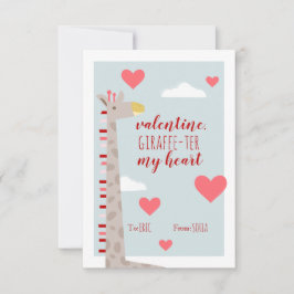 Carte Giraffe Heart Kids School Salle de classe Valentin