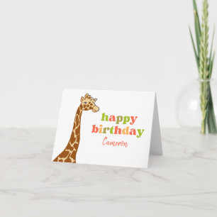 Carte Giraffe mignonne Illustré à la main zoo animal