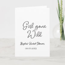 Girl gone wild bridal shower name date simple mini