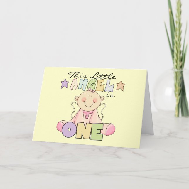 Carte Girl Little Angel 1er Anniversaire Tshirts et cade (Devant)