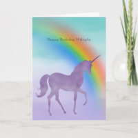 Girl Purple Unicorn Rainbow Nom personnalisé