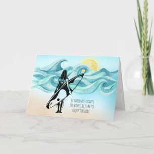 Carte Girl Surfer Le bonheur vient dans les vagues Sal